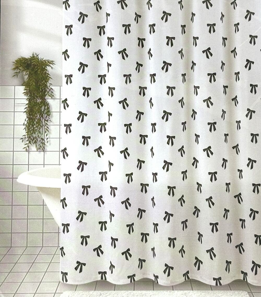 TAHARI Black Bows Shower Curtain Fabric 72x72" Tied Ribbon New In Package